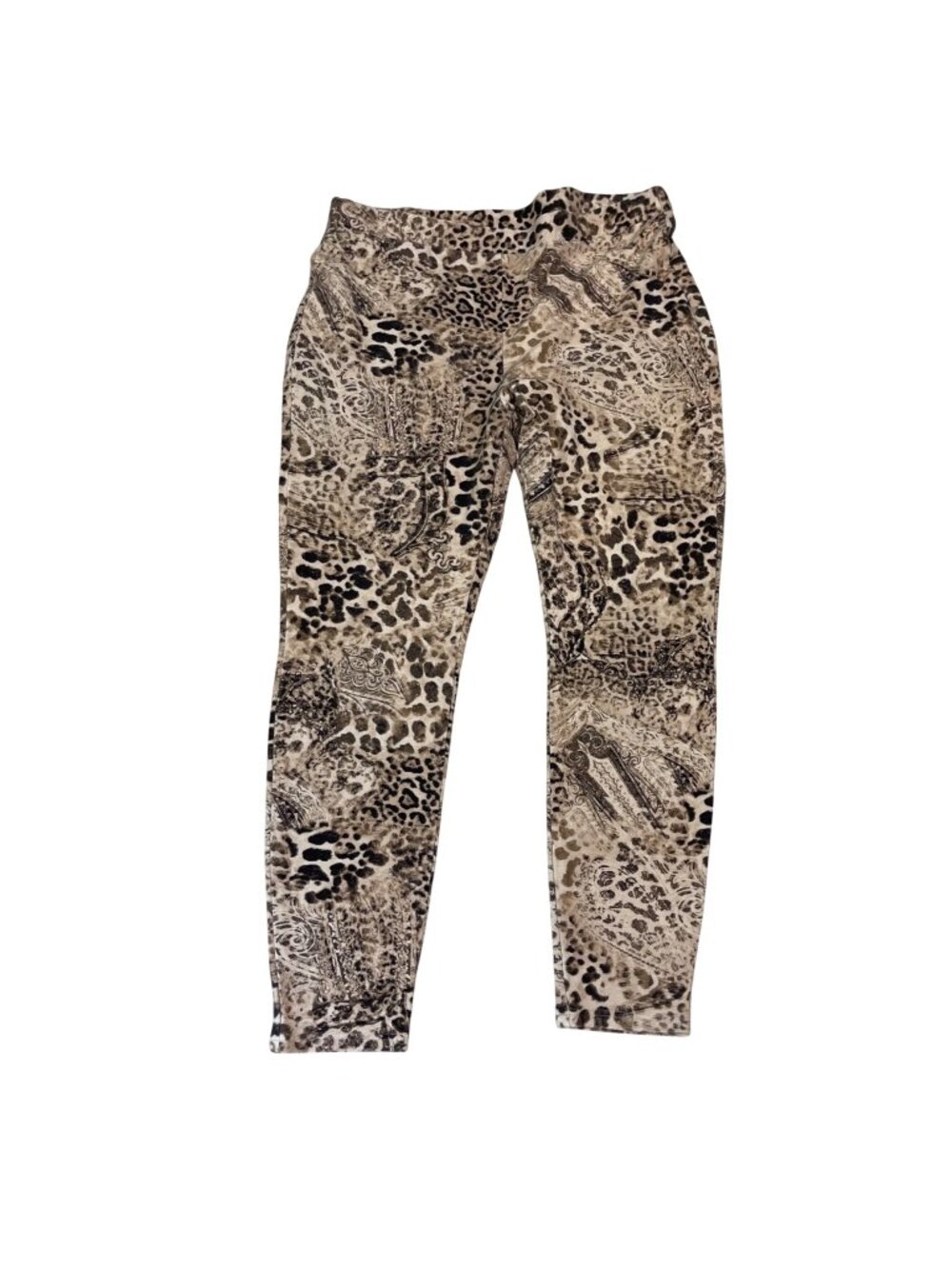 Chico's Animal Print Leggings Women's Size 2 (US 12) Rayon Blend Comfort Stretch